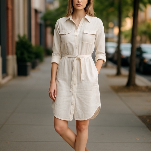 James Perse White Cotton Shirt Dress Button-Down Collar Size 1 - Picture 1 of 7